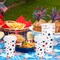 50Pcs Patriotic Disposable Coffee Cup with Lid 16Oz Red Blue Star 4th of July To Go Paper Cup Independence Day Drinking Cup for Party